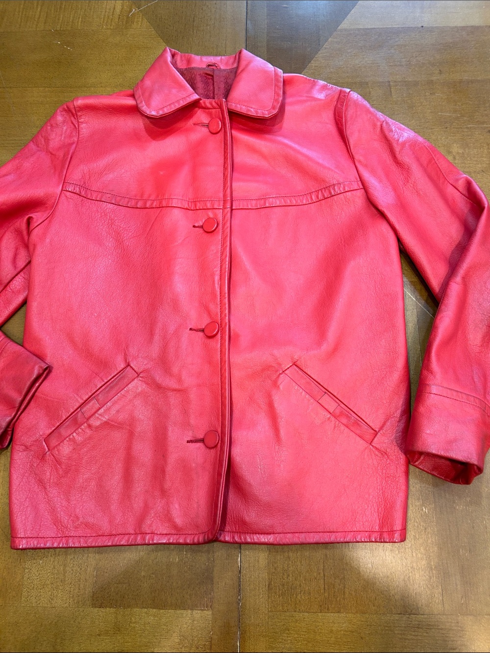 Unbranded Red buttery soft 100% Leather Button-Front Jacket Vintage Womens Sz M